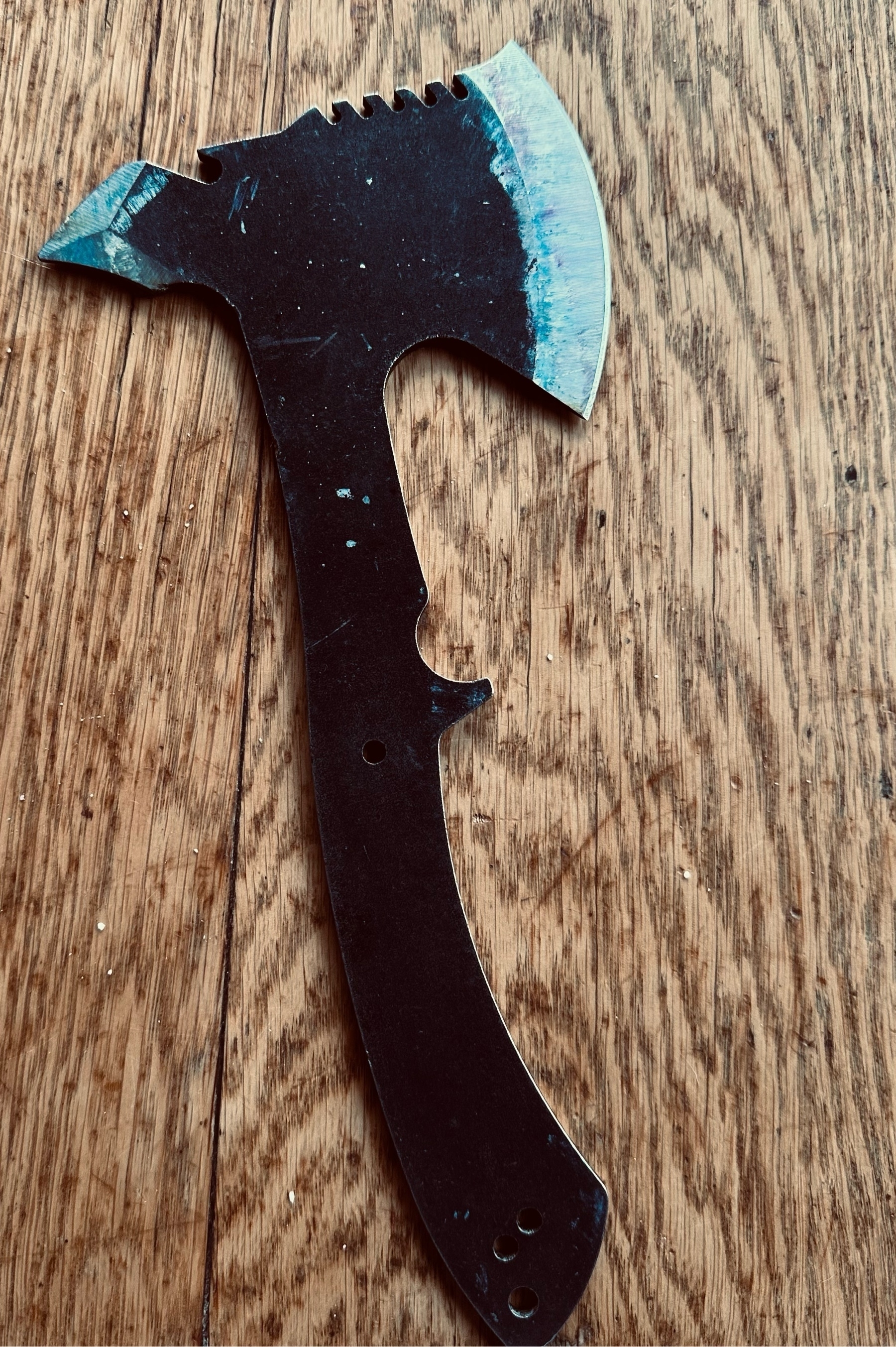 the day's roadside find: an axe / hatchet devoid of handle.
